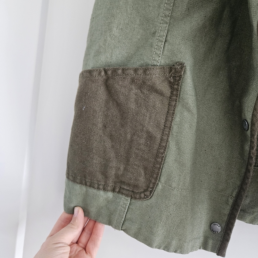 Aritzia Wilfred Free Army Green Linen Vest Small Oversized - Picture 4 of 6